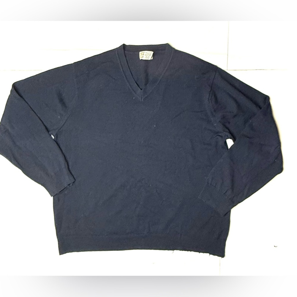 Vintage LL‎ Bean Men’s Medium Regular Sweater V Neck Cardigan 100% Wool Blue